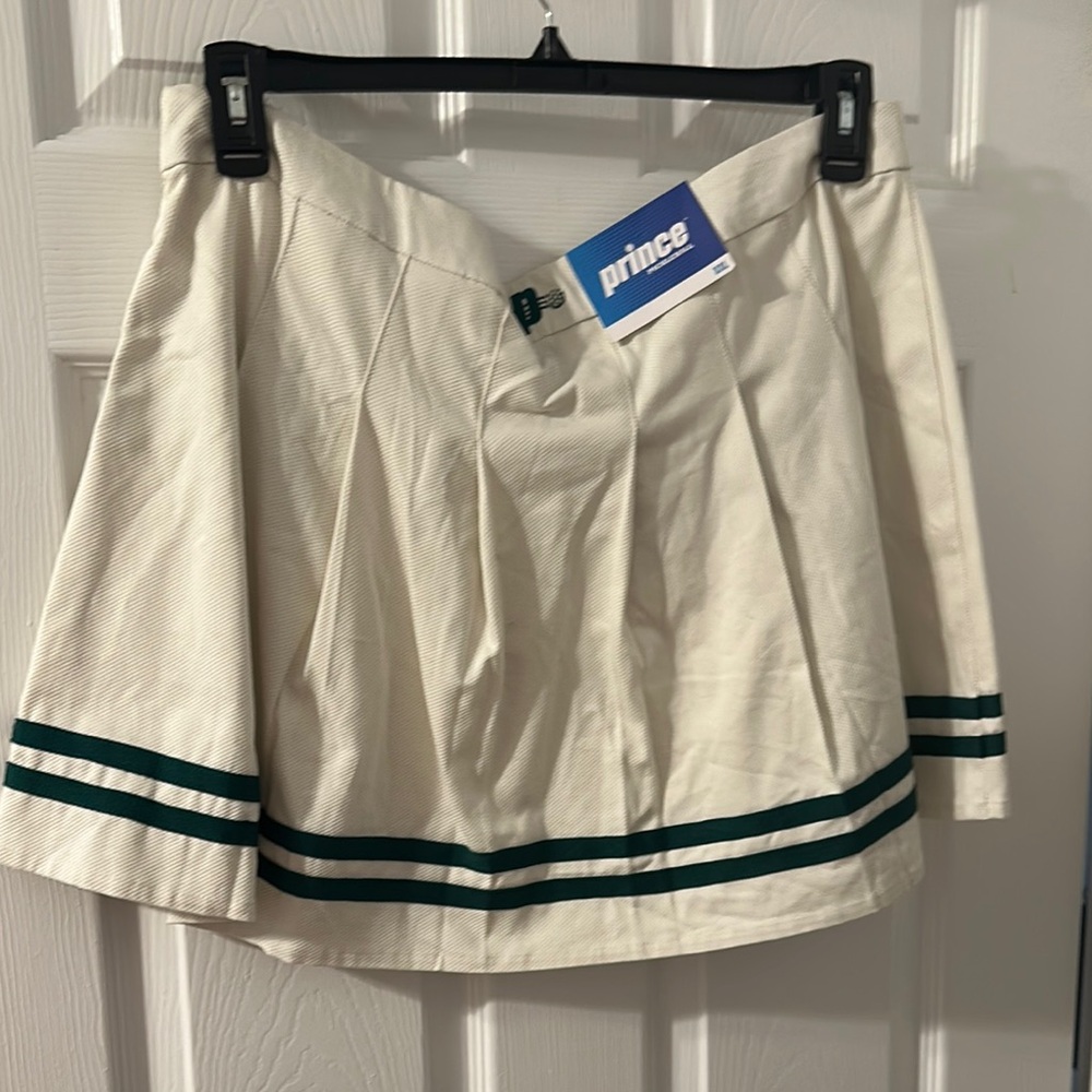 Prince Women's Cream Skirt with Green Stripes